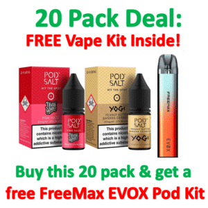 Pod Salt Nic Salts – 20 Pack Deal + Free Freemax EVOX Kit